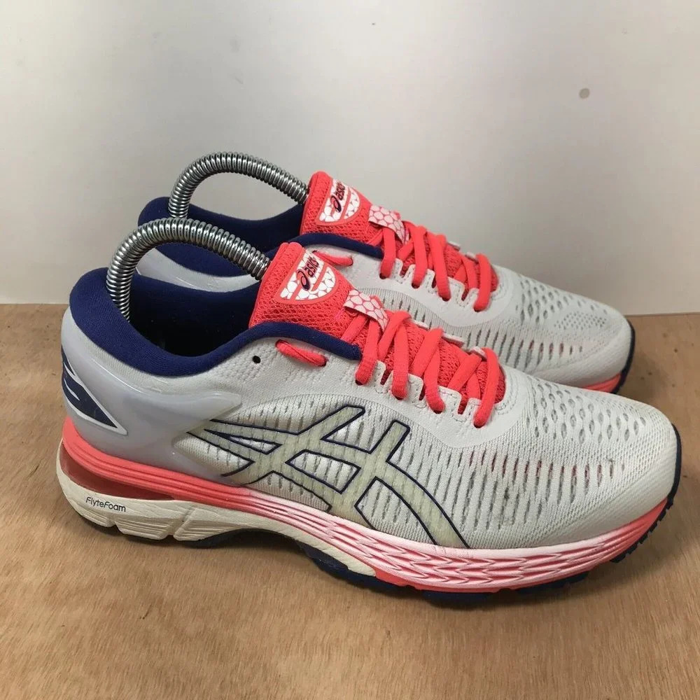 Asics Womens Gel Kayano 25 1012A026 White Running Shoes Lace Up Low Top Size 7